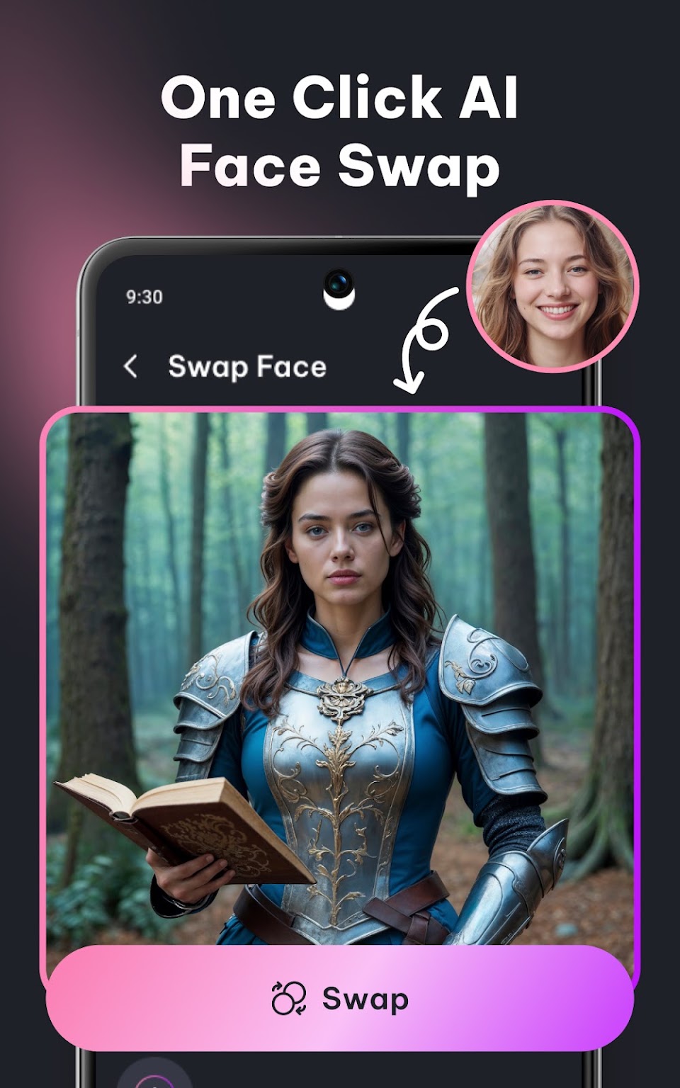 REGEN store preview showing a portrait used in a fantasy character face swap