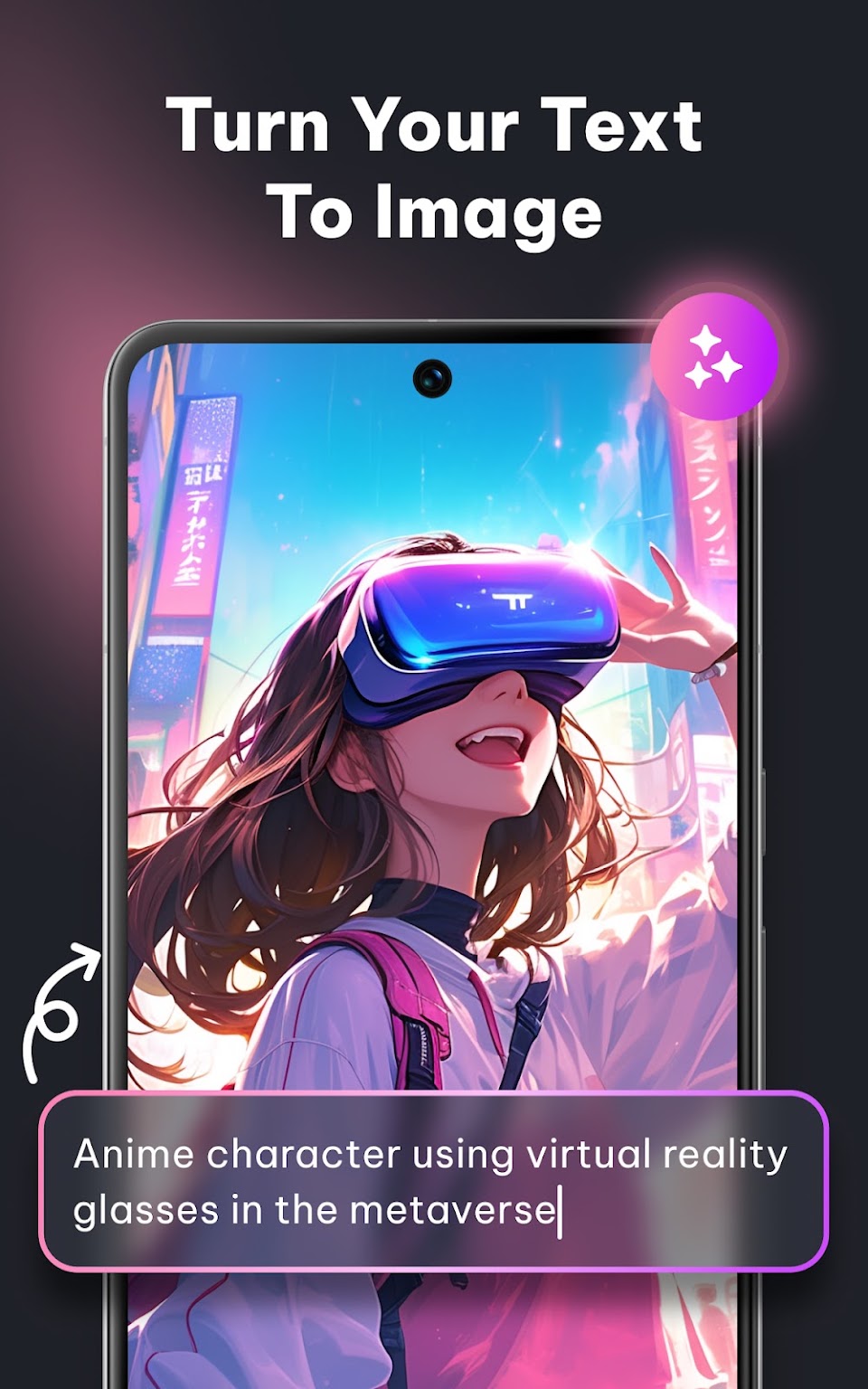 REGEN store preview of a text prompt and an illustrated virtual reality portrait